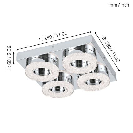 Eglo - LED krištolinis lubinis šviestuvas 4xLED/4W/230V