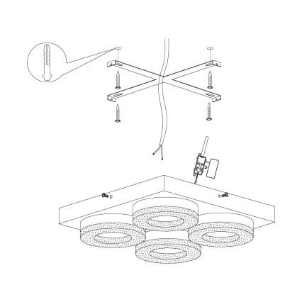 Eglo - LED krištolinis lubinis šviestuvas 4xLED/4W/230V