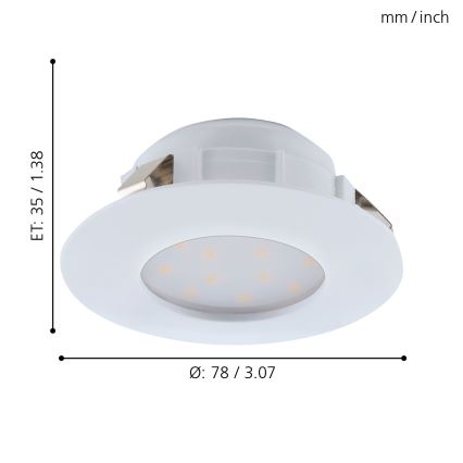 Eglo - 3 vnt. LED įleidžiami vonios šviestuvai PINEDA LED/4,9W/230V IP44