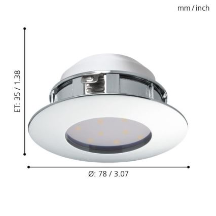 Eglo - KOMPLEKTAS 3x LED įleidžiamas lubinis šviestuvas PINEDA 1xLED/4,9W/230V