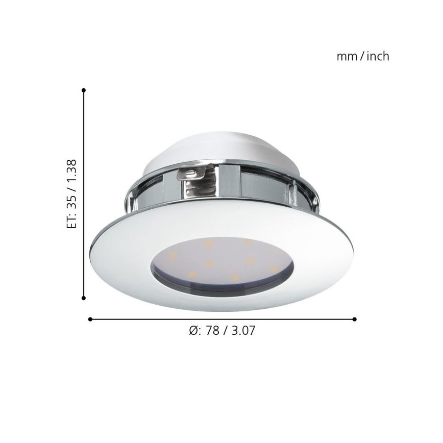 Eglo - KOMPLEKTAS 3x LED įleidžiamas lubinis šviestuvas PINEDA 1xLED/4,9W/230V