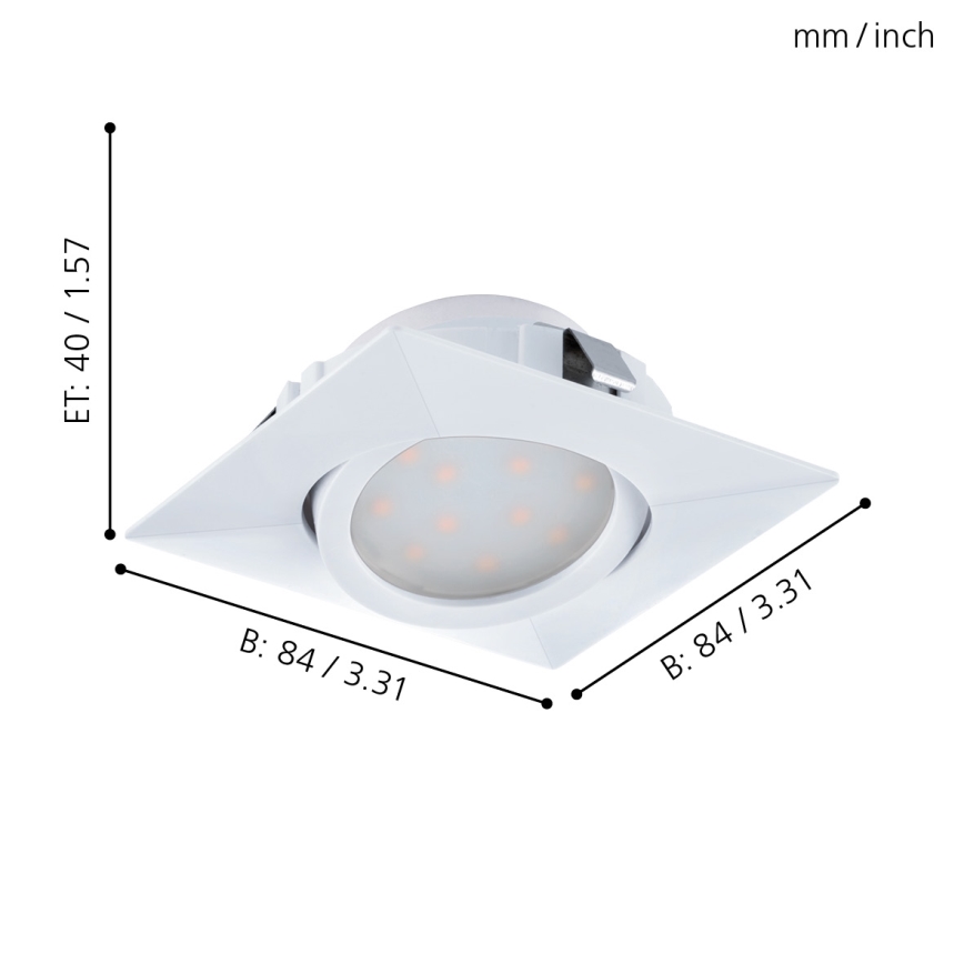 Eglo - KOMPLEKTAS 3x LED įleidžiamas lubinis šviestuvas PINEDA 1xLED/4,9W/230V