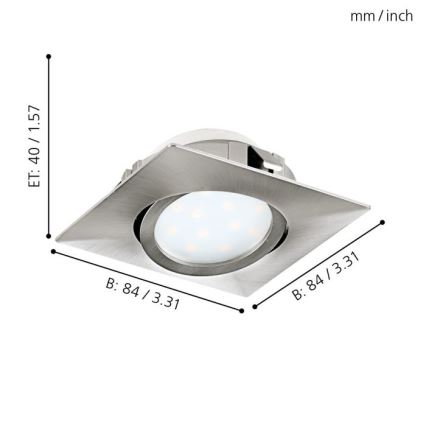 Eglo - KOMPLEKTAS 3x LED įleidžiamas lubinis šviestuvas PINEDA 1xLED/4,9W/230V