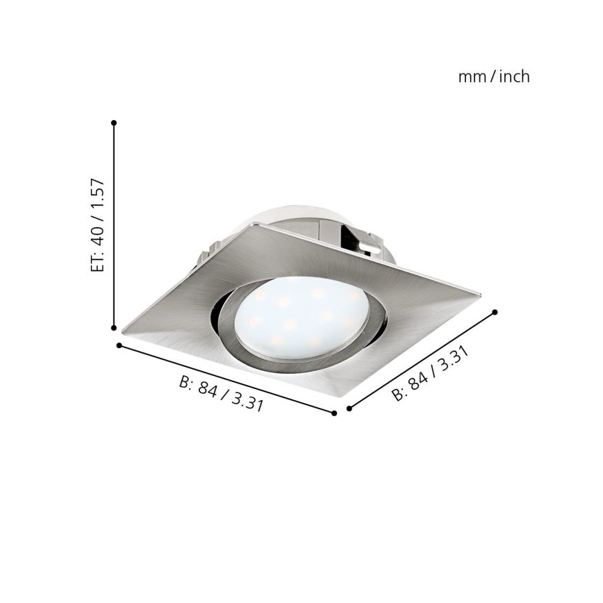 Eglo - KOMPLEKTAS 3x LED įleidžiamas lubinis šviestuvas PINEDA 1xLED/4,9W/230V