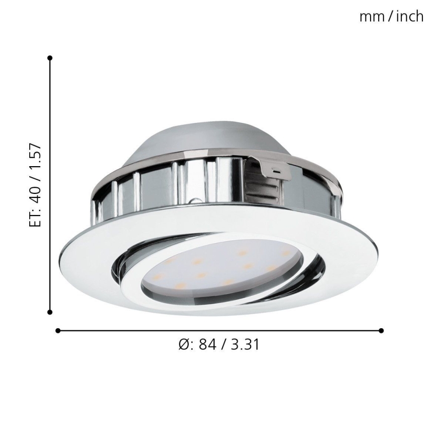 Eglo - KOMPLEKTAS 3x LED įleidžiamas lubinis šviestuvas PINEDA 1xLED/4,9W/230V