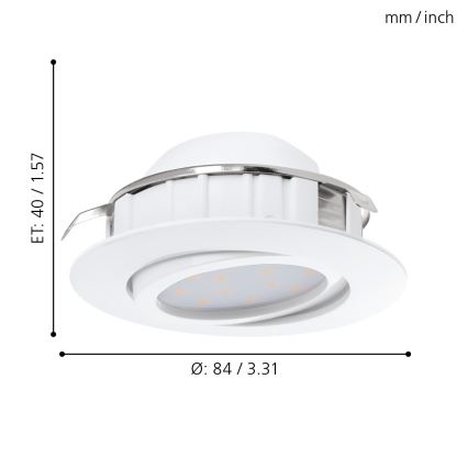 Eglo - KOMPLEKTAS 3x LED pritemdomas įleidžiamas lubinis šviestuvas PINEDA 1xLED/5,5W/230V