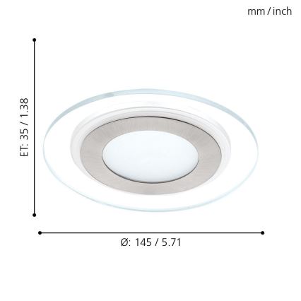 Eglo - LED įleidžiamas lubinis šviestuvas LED/11W/230V