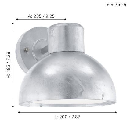 Eglo - Lauko sieninis šviestuvas 1xE27/60W IP44