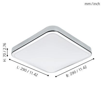 Eglo - LED vonios kambario lubinis šviestuvas LED/16W/230V IP44