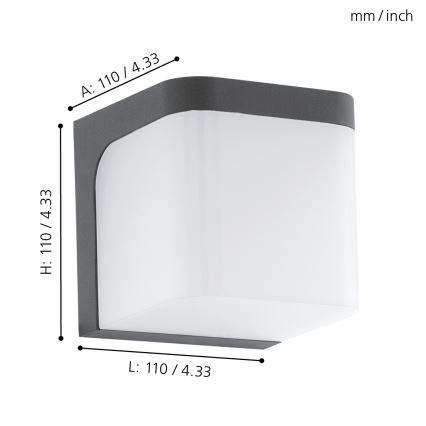 Eglo - LED sieninis lauko šviestuvas LED/4,9W/230V IP44