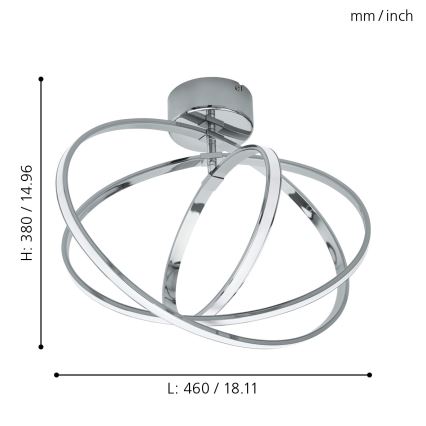 Eglo - LED lubinis šviestuvas 3xLED/12W+14W+9W/230V