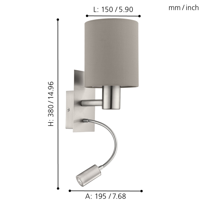 Eglo - LED Lankstus šviestuvas 1xE27/40W+LED/3,8W taupe