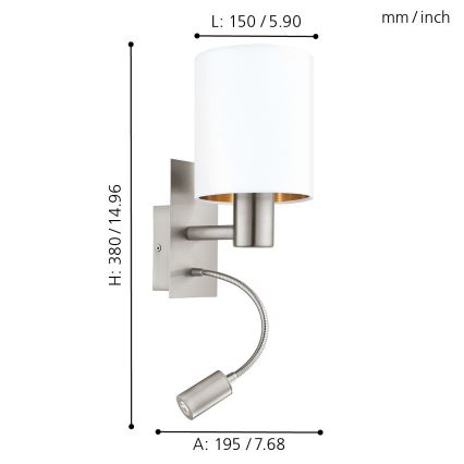 Eglo - Sieninis LED šviestuvas 1xE27/40W+LED/3.8W baltas