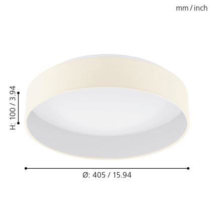 Eglo - LED Pritemdomas lubinis šviestuvas 1xLED/18W/230V smėlio spalva