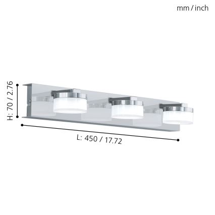 Eglo - LED pritemdomas vonios šviestuvas 3xLED/7,2W/ IP44