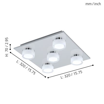 Eglo - LED pritemdomas lubinis vonios šviestuvas 5xLED/5,4W/230V IP44