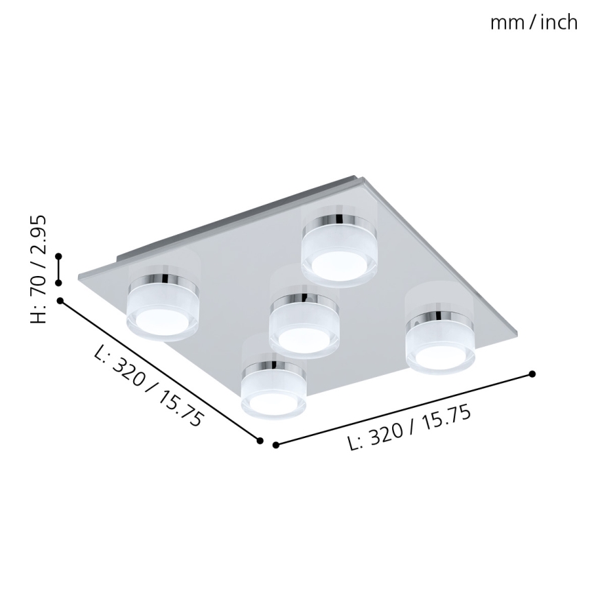 Eglo - LED pritemdomas lubinis vonios šviestuvas 5xLED/5,4W/230V IP44