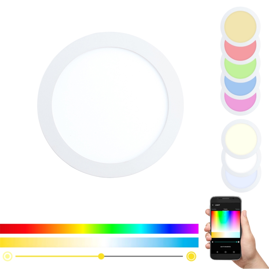 Eglo - LED RGBW dimeriuojamas įleidžiamas lubų šviestuvas FUEVA-C LED/15,6W/230V skers. 22,5 cm