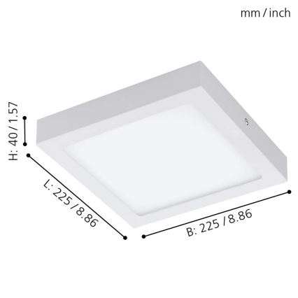 Eglo - LED RGBW reguliuojamas lubų šviestuvas FUEVA-C LED/15,6W/230V Bluetooth 22,5x22,5 cm