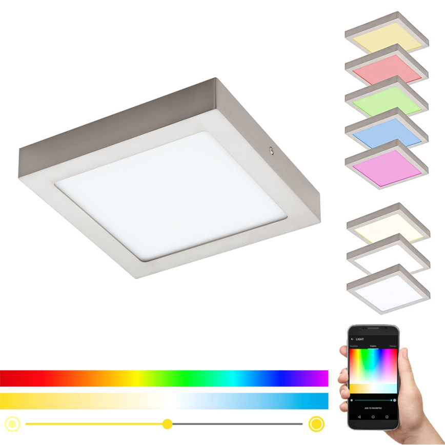 Eglo - LED RGBW reguliuojamas lubų šviestuvas FUEVA-C LED/15,6W/230V Bluetooth 22,5x22,5 cm