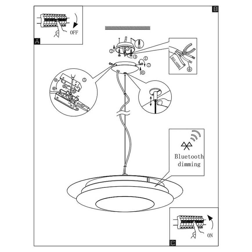 Eglo 96979 - LED RGB Pakabinamas šviestuvas MONEVA-C LED/27W/230V