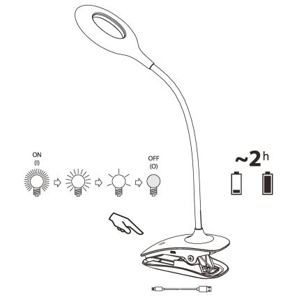 Eglo - LED Pritemdomas šviestuvas su segtuku 1xLED/3W/5V 500 mAh balta