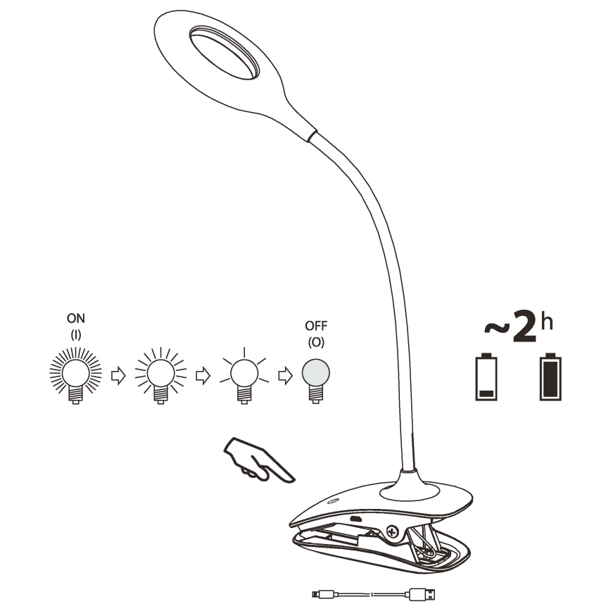 Eglo - LED Pritemdomas šviestuvas su segtuku 1xLED/3W/5V 500 mAh balta