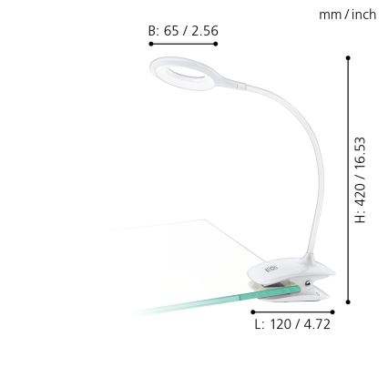 Eglo - LED Pritemdomas šviestuvas su segtuku 1xLED/3W/5V 500 mAh balta