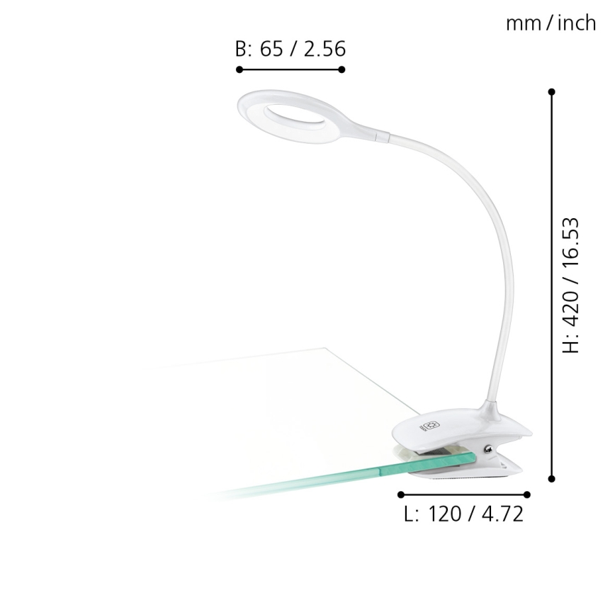 Eglo - LED Pritemdomas šviestuvas su segtuku 1xLED/3W/5V 500 mAh balta