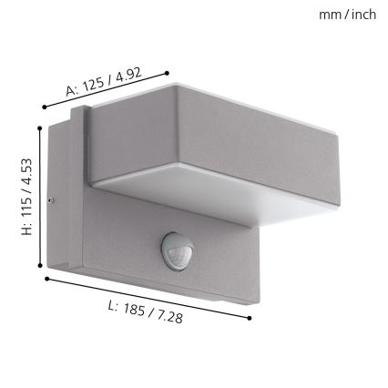 Eglo - Sieninis LED lauko šviestuvas su jutikliu 2xLED/5,6W/230V