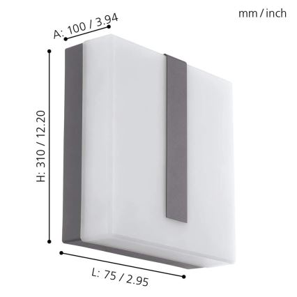 Eglo - LED Reguliuojamas lauko sieninis šviestuvas TORAZZA-C LED/14W/230V IP44