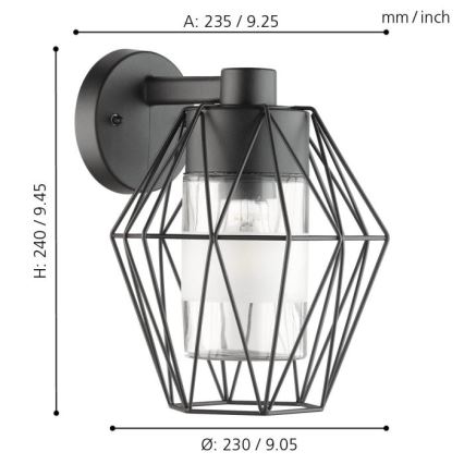 Eglo - Lauko sieninis šviestuvas 1xE27/60W/230V IP44