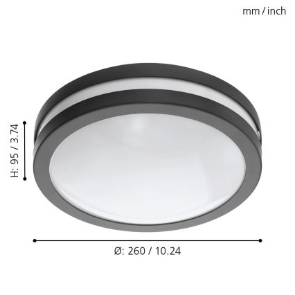 Eglo - LED pritemdomas lubinis vonios šviestuvas LOCANA-C LED/14W/230V Bluetooth IP44 antracitas