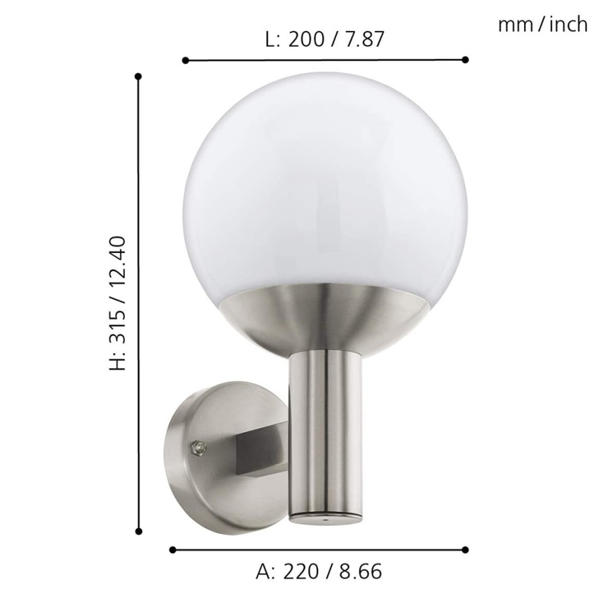 Eglo - LED Reguliuojamas lauko sieninis šviestuvas NISIA-C 1xE27/9W/230V IP44