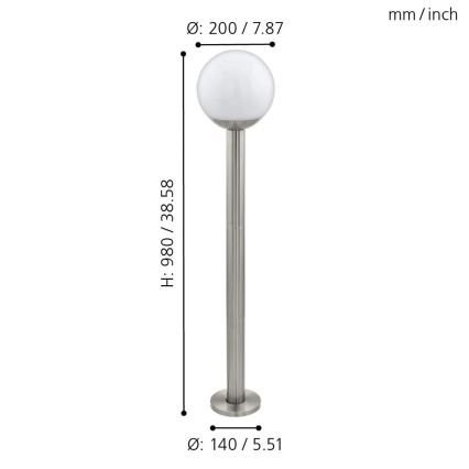 Eglo 97249 - LED reguliuojamas lauko šviestuvas NISIA-C 1xE27/9W/230V 980 mm IP44