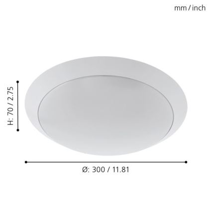 Eglo - LED lubinis vonios šviestuvas LED/11W/230V balta IP44