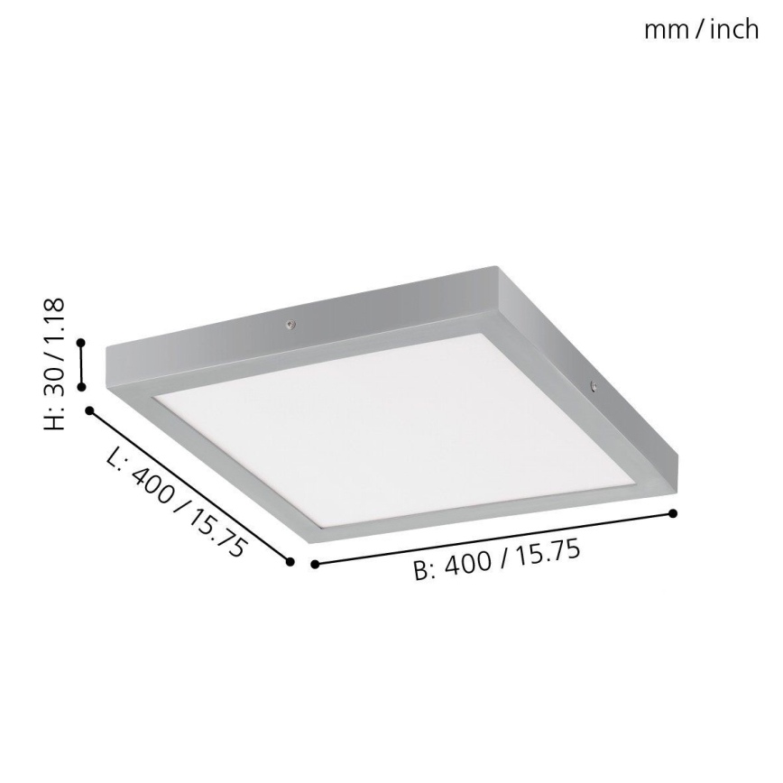 Eglo - LED lubinis šviestuvas 1xLED/25W/230V, sidabrinis, kvadratinis 40x40 cm