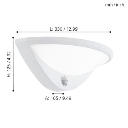 Eglo - Sieninis LED lauko šviestuvas su jutikliu 1xLED/9,3W/230V IP44