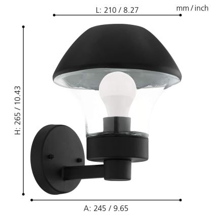 Eglo 97446 - Pritemdomas LED Lauko šviestuvas VERLUCCA-C 1xE27/9W/230V IP44 Bluetooth