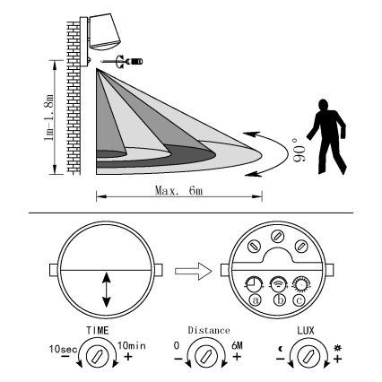 Eglo 97453 - Lauko sieninis šviestuvas su judesio jutikliu CALDIERO 1xE27/10W/230V IP44