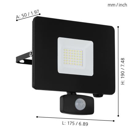 Eglo - Akcentinis LED šviestuvas su jutikliu LED/30W/230V