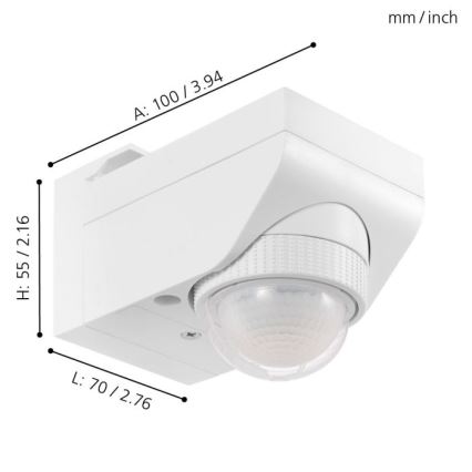 Eglo 97466 - Lauko judesio ir sutemos jutiklis DETECT ME 4 12 m balta IP44