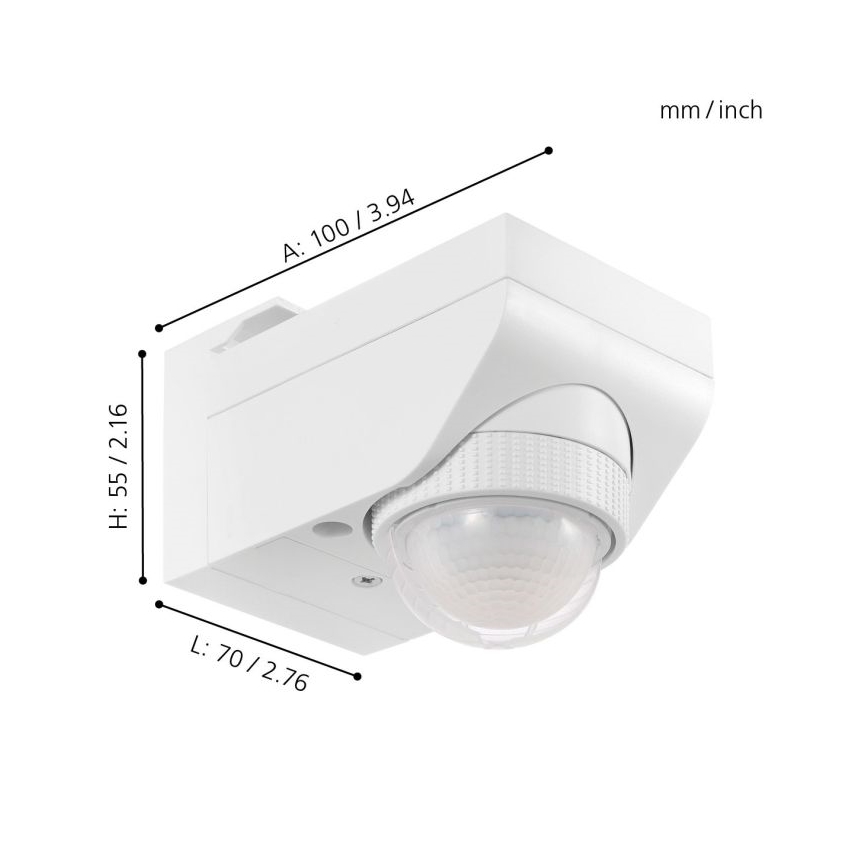 Eglo 97466 - Lauko judesio ir sutemos jutiklis DETECT ME 4 12 m balta IP44