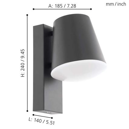 Eglo - LED reguliuojamas lauko sieninis šviestuvas CALDIERO-C 1xE27/9W/230V IP44