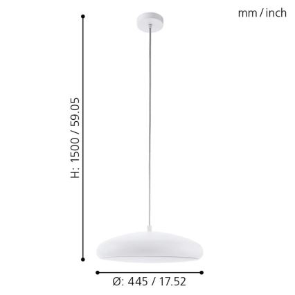 Eglo 98046 - LED RGB reguliuojamo ryškumo pakabinamas šviestuvas ant laido RIODEVA-C LED/27W/230V