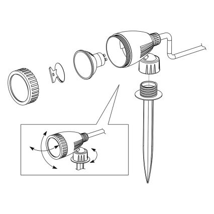 Eglo 98052 - LED RGB Lauko šviestuvas NEMA-C 1xGU10/5W/230V IP44
