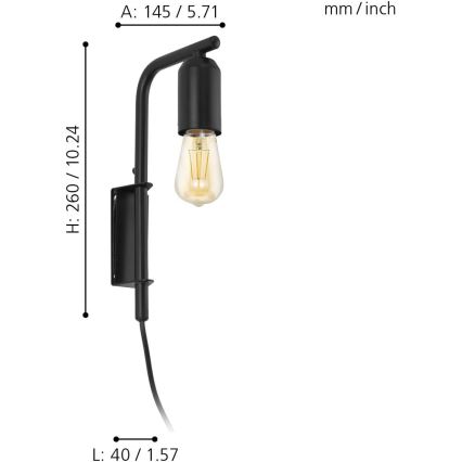Eglo 98064 - Sieninis šviestuvas ADRI 1xE27/60W/230V