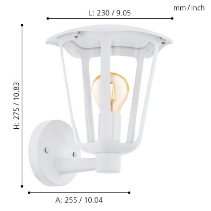 Eglo - Lauko sieninis šviestuvas 1xE27/60W/230V balta IP44