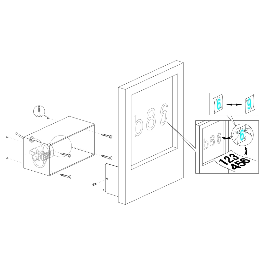 Eglo - Namų numeris 1xE27/28W/230V balta IP44