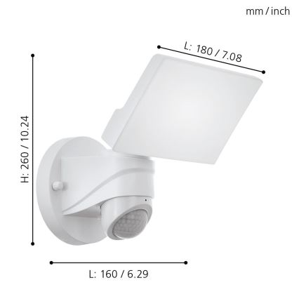 Eglo - LED lauko šviestuvas su jutikliu LED/15W/230V IP44